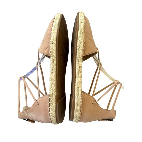 Eileen Fisher Lace Up Leather Espadrilles Rose Pink Zip Heels Size 5.5 Flats - Picture 7 of 10